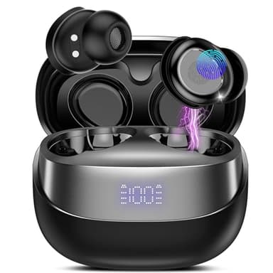 DUSONLAP Sleep Earbuds Bluetooth 5.4 in Ear Light-Weight Headphones, Mini Sleep Headphones Small Design for Side Sleepers, 47H Playtime with Charging Case, Clear Calls Earphones, Light Black - Image 1
