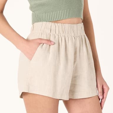 The Drop Women’s Essie Linen Pull On Mini Short, Natural Linen, XS - Image 3