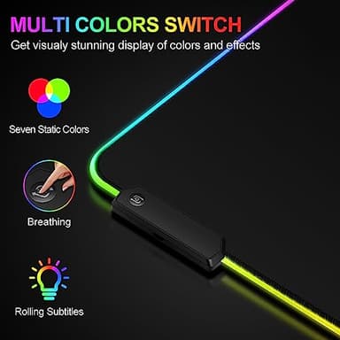 Large RGB Gaming Mouse Pad -15 Light Modes Touch Control Extended Soft Computer Keyboard Mat Non-Slip Rubber Base for Gamer Esports Pros 31.5X11.8 - Image 5