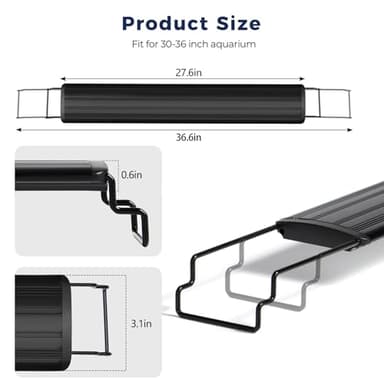 Tatub 19W LED Aquarium Light for 30"-36" Fish Tank, Full Spectrum Fish Tank Light with White Blue Red Green LEDs, 10 Levels of Brightness，Timer Auto On/Off - Image 7