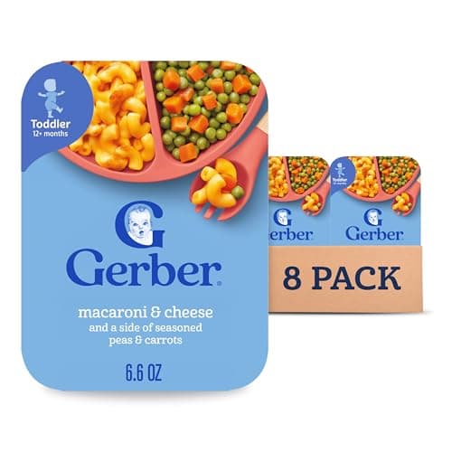 Gerber Mealtime for Toddler Macaroni & Cheese with Side of Seasoned Peas & Carrots, 6.6 Ounce (Pack of 8) - Image 1
