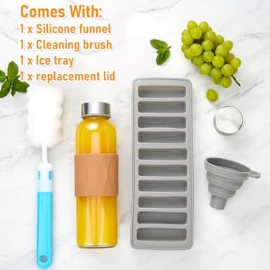 Zukro Glass Water Bottles with Lids & Silicone Grip Sleeve 18 oz, 10 Pack Reusable 100% Leak Proof Juice Bottles With Stainless Steel Cap for Juicing, Smoothie Drinking Jar, Fridge & Dishwasher Safe - Image 5