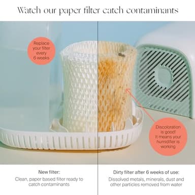 Canopy Bedside Evaporative Humidifier - 36 HR Run Time, 2.5L Capacity - No Mist - Help Alleviate Symptoms of Allergies, Flu, Cold, Dry Skin Includes Humidifier, Unwind Aroma, Filter - White - Image 4