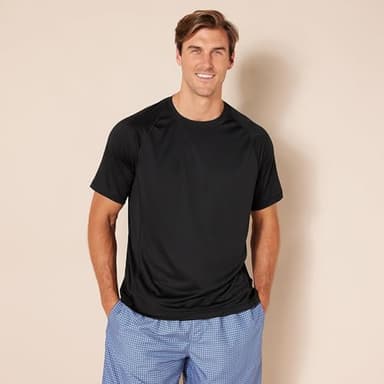 Amazon Essentials Men's Slim-Fit Short-Sleeve Quick-Dry UPF 50 Swim Tee, Black, Small - Image 6