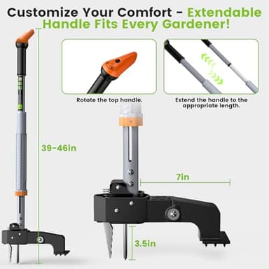 SOOTFRO Weed Puller Tool - Stand Up Weed Puller with 4-Claw Steel Head, 39"-46" Retractable Handle & Easy-Eject Mechanism for Dandelions, Clover & More, No Bending or Kneeling - Image 5