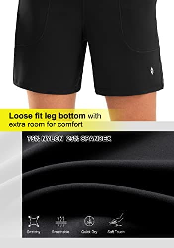 SANTINY Women's 6'' Athletic Long Shorts with 4 Pockets High Waisted Bermuda Shorts for Women Walking Running Casual (Black_M) - Image 4