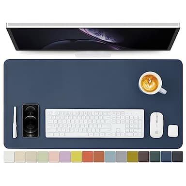 Leather Desk Mat - Non-Slip PU Desk Pad for Office and Home - Desk Organization and Accessories - Ideal for Large Mouse Pad and Desk Mats on Top of Desks (Dark Blue,31.5"x 15.7") - Image 1