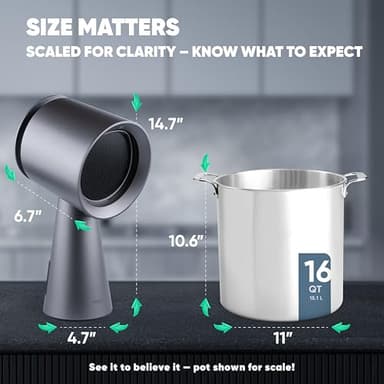 BREETEE Grey Portable Range Hood – Multi-Layer Filtration, Low Noise 3-Speed Compact Kitchen Exhaust Fan, Desktop Range Hood with 4-Core & Carbon Filters, Oil Cup, for Apartments, Dorm, RV, Indoor BBQ - Image 2