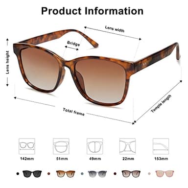 SOJOS Oversized Polarized Sunglasses Womens Mens Trendy Square Shades SJ2203,Brown/Brown - Image 6
