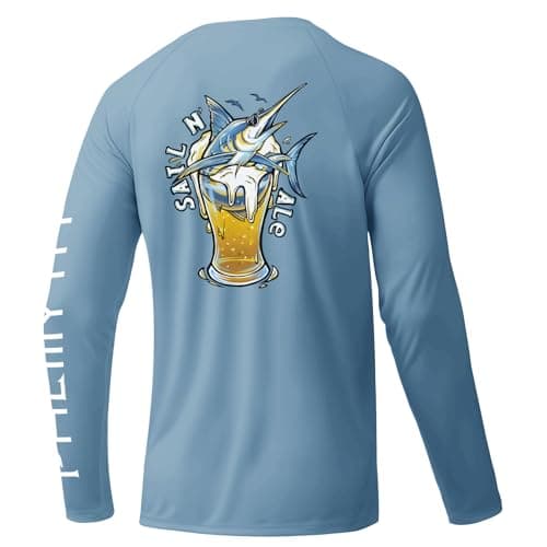 Palmyth Fishing Shirts for Men Long Sleeve UPF 50+ T Shirt Sun Protection Tee Airy Blue SailAle 2XL - Image 1