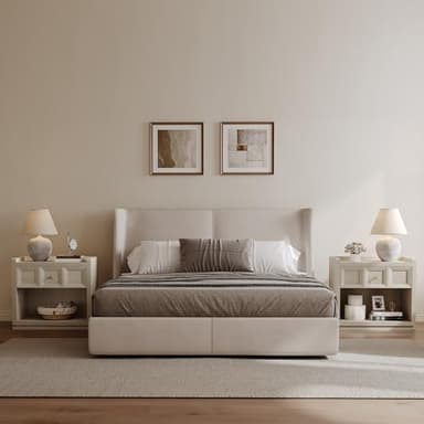 SICOTAS Night Stand Set 2, 26" Wide Nightstands with Drawer, Large Queen Size Nightstands Set of 2, Modern Bedside Table for Bedroom, Side End Table, Grey White Oak - Image 4