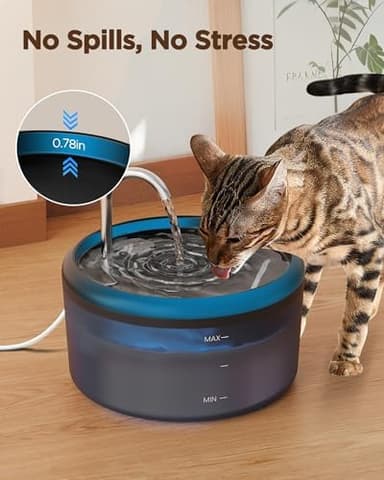 Cat Water Fountain for Cats Indoor: 80oz/2.4L Cat Fountains for Drinking - Quiet Pet Watering Bowls for Cats Inside - Black Kitten Waterer Supplies - for Small and Medium Animals - Image 5