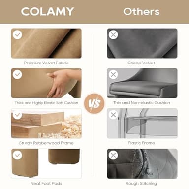 COLAMY Modern Velvet Accent Chair, Upholstered Barrel Chair, Comfy Side Arm Chair with 3 Legs for Living Room, Bedroom, Reading, Khaki - Image 6