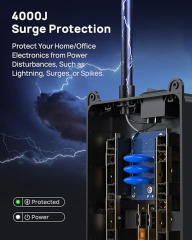 TROND Surge Protector Power Strip, 4000 Joules, ETL Listed, 13 Widely-Spaced Outlets Expansion with USB C Ports, Low-Profile Flat Plug, Wall Mountable, 5ft Extension Cord, 14AWG Heavy Duty, Black - Image 3