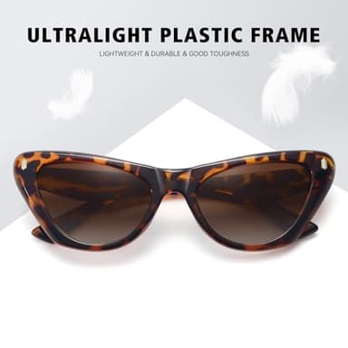 Fozono Trendy Retro Cat Eye Sunglasses for Women Classic Stylish 90s Vintage Cute Shades Designer Sunnies UV400 Lens Leopard Frame/Gradient Brown Lens - Image 6