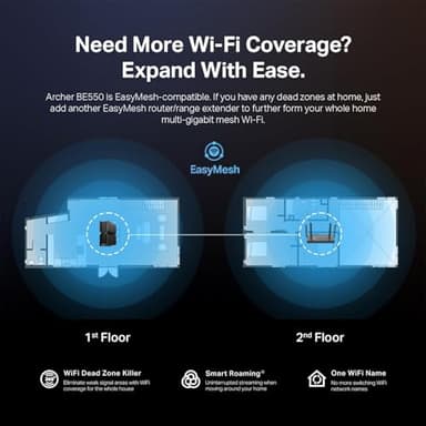 TP-Link Tri-Band BE9300 WiFi 7 Router (Archer BE550) - 6-Stream, Full 2.5G Ports w/ 6 Internal Antennas, Up to 2,000 Sq Ft, Add Easy-Mesh Device for Extended Coverage, VPN Support, Free Expert Support - Image 8