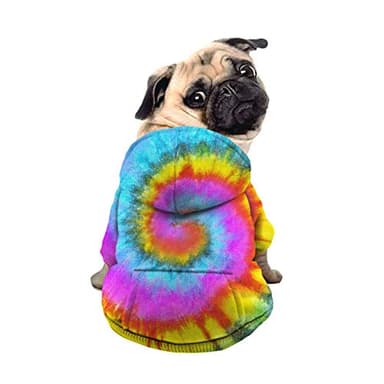 Howilath Dog Hoodie for Small to Large Dogs, Cats, Tie-dye Blue Pink Yellow Spiral Rainbow Spring Autumn Puppy Outfits Dog Cats Clothing - S - Image 2