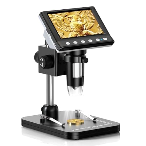 Aikokkl 4.3 Inch LCD Digital Microscope, 1000X USB Magnifier with Screen for Windows PC & Mac, 8 Adjustable LED Lights for Electronics Repair, Soldering, Coin Inspection​