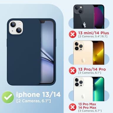 GolbinBox Magnetic for iPhone 13 Case & iPhone 14 Case, Compatible with MagSafe, [Soft Anti-Scratch Microfiber Lining], Slim Liquid Silicone Shockproof Protective Phone Case 6.1 inch, Dark Blue - Image 2