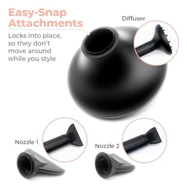 SRILabs DryQ “Smart” Hair Dryer - Super Lightweight, Foldable - Powerful, Quiet Motor - Infrared and Ionic Technology - 3 Magnetic Attachments - Heat Control with Locking Switch - Image 5