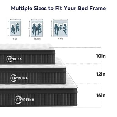 CRYREINA Queen Mattress, 14 Inch Queen Hybrid Mattress in a Box, Upgrade Individually Pocket Springs, Medium Firm, Pressure Relief, Breathable Comfort and Durable, CertiPUR-US Certified - Image 4