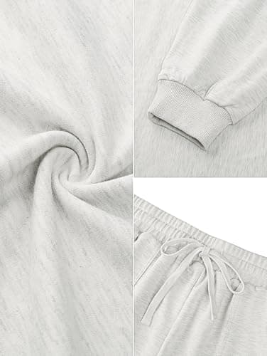 MEROKEETY Women's 2025 Fall Oversized Batwing Sleeve Lounge Sets Casual Top and Shorts 2 Piece Outfits Sweatsuit Light Grey - Image 7