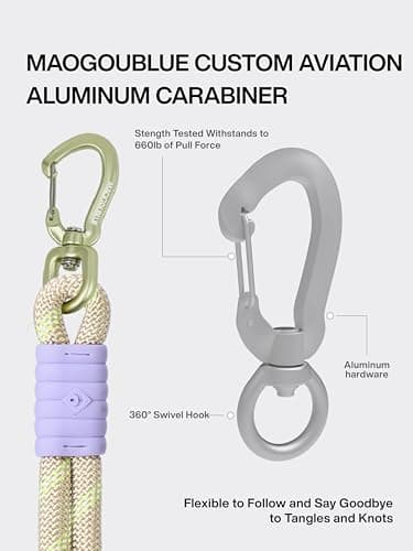 Maogoublue 5FT Dog Training Leash, Heavy Duty Nylon Rope Dog Leashes with 360° Swivel Aluminum Clip and Comfortable Padded Handle No Pull Reflective Leash for Medium Large Dogs - Image 3