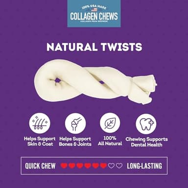 Treatly USA Collagen Twist 6-7" Dog Chew Treats - Natural Flavor, 2 Count/1 Pack - Image 4