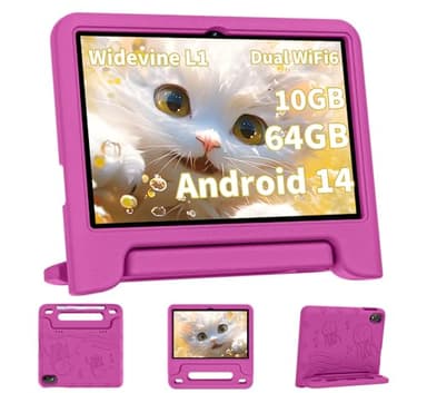 2025 Upgraded Android 14 Tablet, 10inch Kids Tablet , Octa-core CPU, 10GB+64GB+1TB Expand Tablets for Kids with Kids Space, Parental Control, 6000mAh Big Battery, HD Touchscreen Display Tableta (Pink) - Image 1