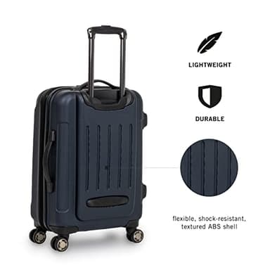 Kenneth Cole REACTION Renegade Luggage Expandable 8-Wheel Spinner Lightweight Hardside Suitcase, Navy Blue, 28-Inch Checked - Image 2