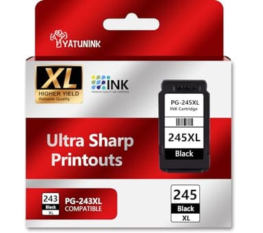 YATUNINK 245XL Ink Cartridge Compatible for Canon 245XL Black Ink PG-243 PG-245 XL PG243 PG245 Works with MX490 MX492 TR4520 TR4522 MG2500 MG2522 TS3100 TR4500 Printer PG243XL PG245XL (1Black) - Image 1