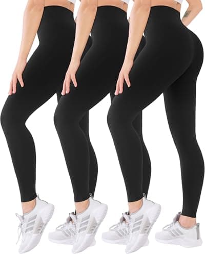 Blisset 3 Pack High Waisted Leggings for Women-Soft Athletic Tummy Control Pants for Running Yoga Workout Reg & Plus Size - Image 1