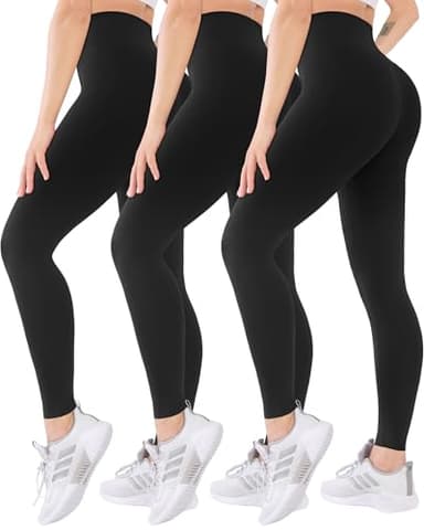 Blisset 3 Pack High Waisted Leggings for Women-Soft Athletic Tummy Control Pants for Running Yoga Workout Reg & Plus Size - Image 1