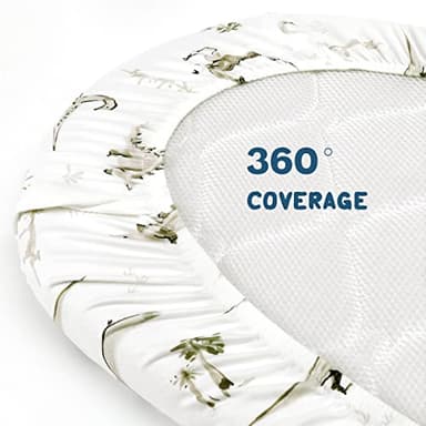 Ultra Soft Stretchy Jersey Knit Fitted Bassinet Sheets 3 Pack, Universal Fitted for Baby Cradle Moses Basket Oval Rectangle Mattress Safe and Snug, Bassinet Fitted Sheets for Boy, Dinosaur Print - Image 7