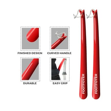 Long shoehorn that is comfortable to wear and has a handle is ideal for both men and women (Red(Pack of 2)) - Image 2