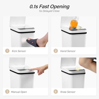 FRESHLIX Bathroom Automatic Trash Can, 4 Gallon Touchless Motion Sensor Small Garbage Can with Lid Smart Electric Narrow Waterproof Garbage Bin for Bedroom Office Halloween Decoration, White - Image 7