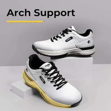 FitVille Extra Wide Mens Golf Shoes Professional Outdoor Waterproof Spiked Golf Shoes for Men(White Black, 10 X-Wide) - Image 6