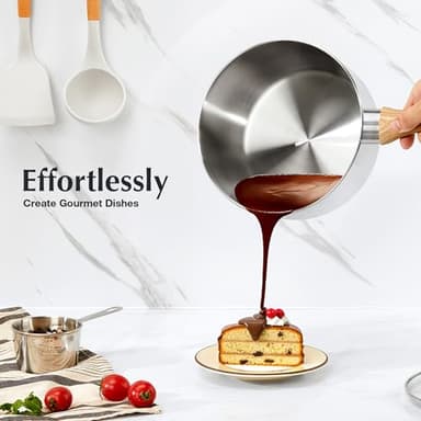 KOCH SYSTEME CS Stainless Steel Saucepan Set, 6 Piece Stainless Steel Pot 1QT & 2QT & 3QT with Heat-resistant Bakelite Handle, Tri-ply Base Pots, Sauce Pan Induction Ready, Pot Set 6PCS - Image 3