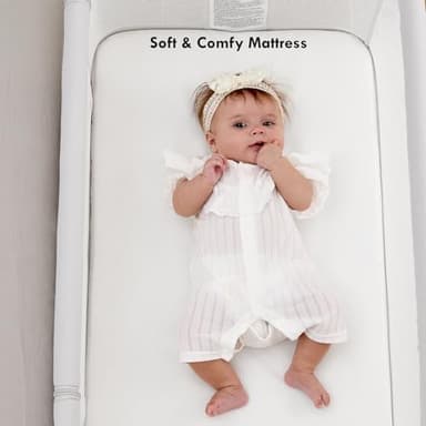 Baby Bassinet Bedside Sleeper, 3-in-1 Rocking Bassinet for Baby with 6-Level Height Adjustable, 4 Wheels & Breathable Mesh Walls, Portable Bedside Bassinet with Mattress for Newborn - Image 6