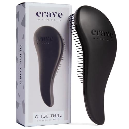 Crave Naturals Glide Thru Detangling Brush, Detangler Brush for Curly, Straight, Wet and Dry Hair Comb for Adults and Kids, Hair Accessories for Women, Black - Image 1