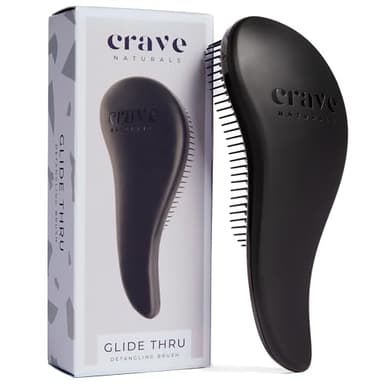 Crave Naturals Glide Thru Detangling Brush, Detangler Brush for Curly, Straight, Wet and Dry Hair Comb for Adults and Kids, Hair Accessories for Women, Black - Image 1