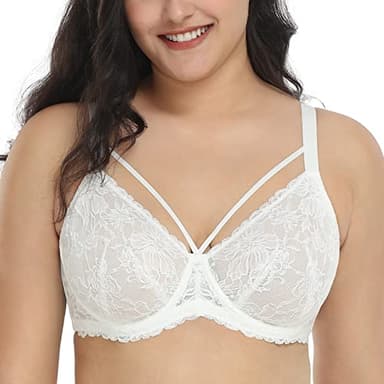 HSIA Minimizer Bras for Women Full Coverage, Unlined Lace Sexy Plus Size Underwire Bra for Large Breasts White - Image 6