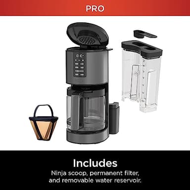 Ninja | Coffee Maker | 14-Cup Glass Carafe | Programmable | Includes Adjustable Warming Plate, Freshness Timer & Removable Water Reservoir | Black Stainless Steel | DCM201BK - Image 10