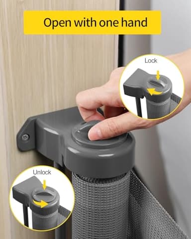 118 Inch Extra Wide Retractable Baby Gate,Mesh Large Baby Gate or Mesh Pet Dog Gate, Opening Wide Extra Long Child Safety Gate for Indoor Baby Fence, Outdoor, Stairs, Deck (Grey) - Image 5
