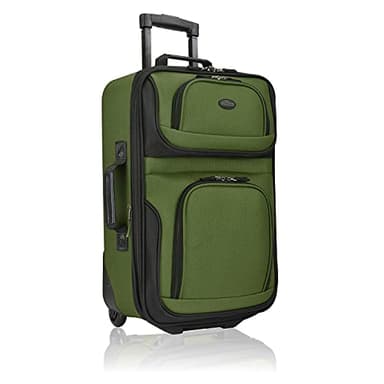 U.S. Traveler Lightweight Rolling 20" Carry On Luggage Softside Suitcase, Green, 2-Wheel Single - Image 1