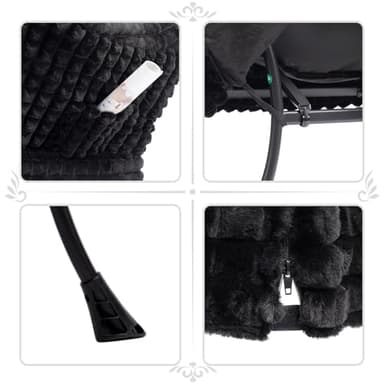 HollyHOME Lazy Chair with Foldable Ottoman, Accent Comfy Lounge Armchair and Folding Footrest Stool, Leisure Sofa Reading Chair and Footstool for Living Room, Bedroom, Dorm,Faux Fur Black - Image 5