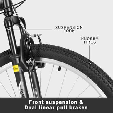 WEIZE Mountain Bike, 27.5 inch Outdoor Cycling Bike, 18-Speed/High-Carbon Steel/Dual Full Suspension, Adjustable Ergonomic Seat for Men Women Adult, MTB Bicycle with Suspension Fork, Matte Black - Image 2