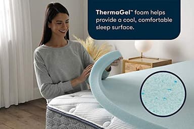 Serta ThermaGel Cooling, Pressure-Relieving Memory Foam Mattress Topper, 2 Inch, Queen,Blue - Image 2