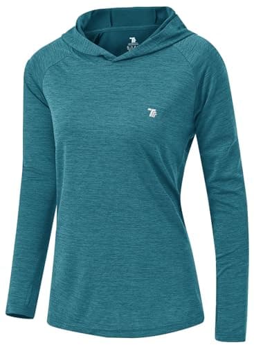 TBMPOY Womens UPF 50+ Sun Protection Hoodie Shirt Long Sleeve Fishing Hiking Outdoor UV Shirt Lightweight Blue M - Image 1