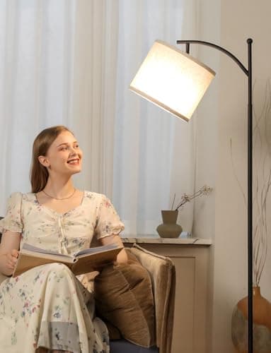 Ambimall 60" Floor Lamps for Living Room with 3 Color Temperatures, Standing Lamp Tall with Adjustable Linen Shade, Tall Lamps for Living Room Bedroom Office Classroom Dorm Room(9W Bulb Included) - Image 4